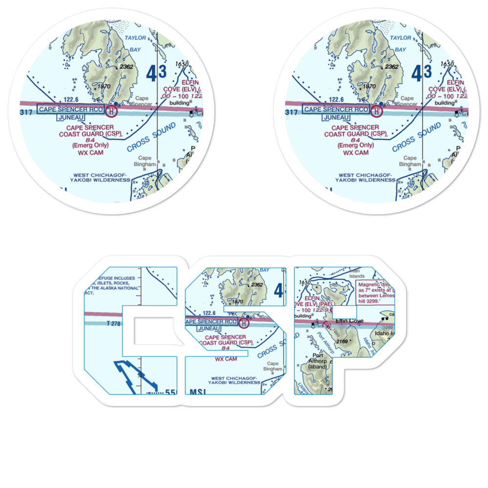 Cape Spencer C.G. Heliport (CSP) VFR Sectional Sticker Pack 