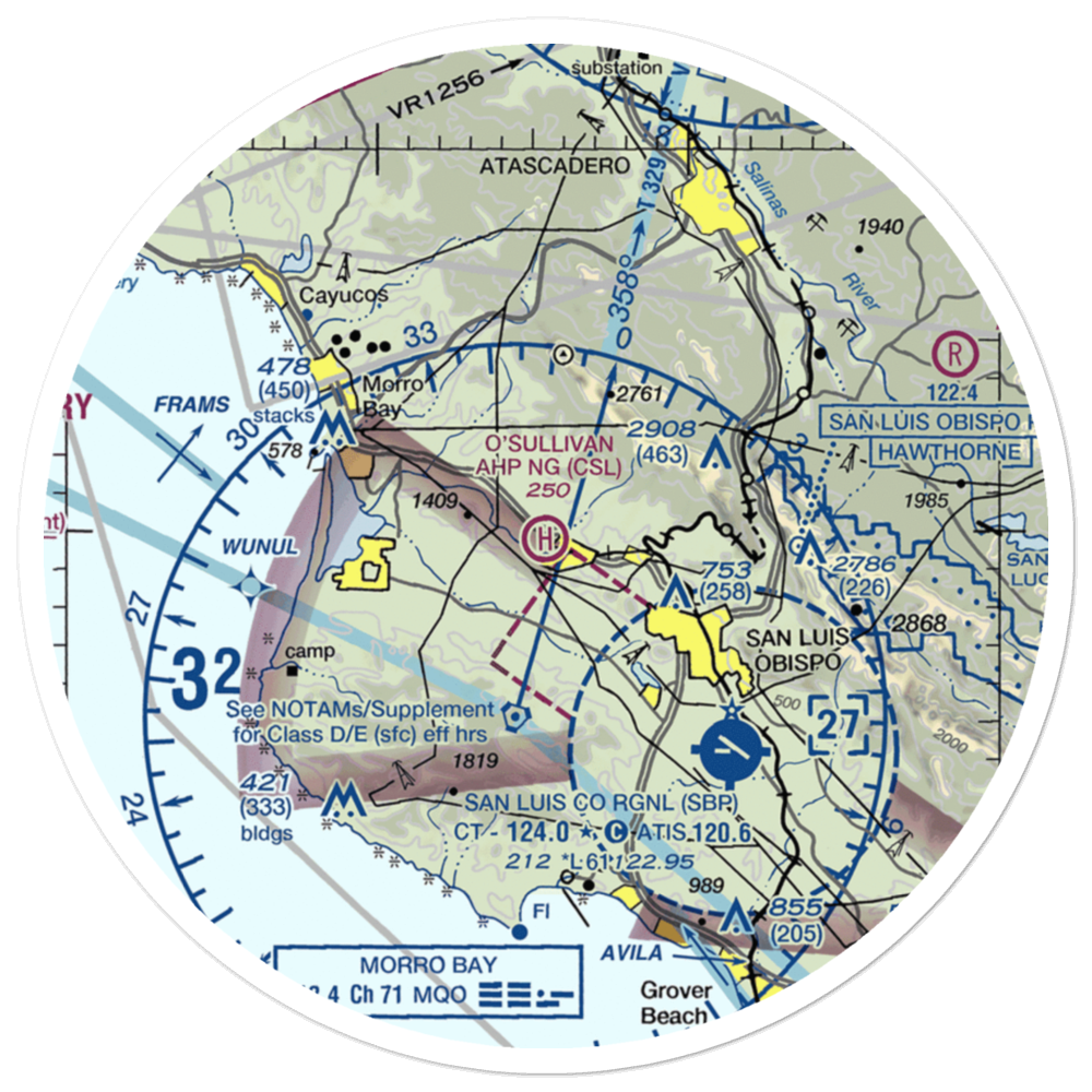 O'Sullivan Army Heliport (CSL) VFR Sectional Sticker (30 mile) 