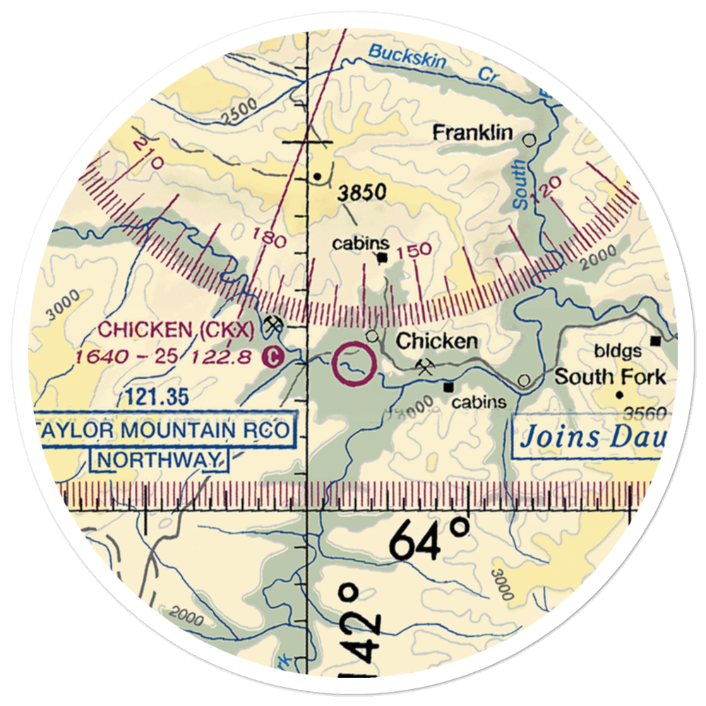 Chicken Airport (CKX) VFR Sectional Sticker (20 mile) 