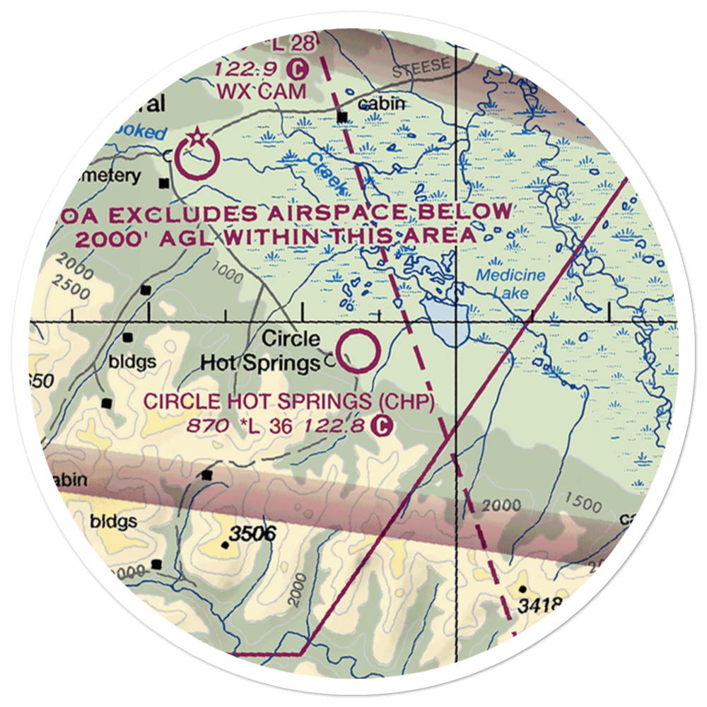 Circle Hot Springs Airport (CHP) VFR Sectional Sticker (20 mile) 