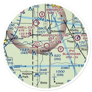 Lake Village Airport (C98) VFR Sectional Sticker (20 mile)