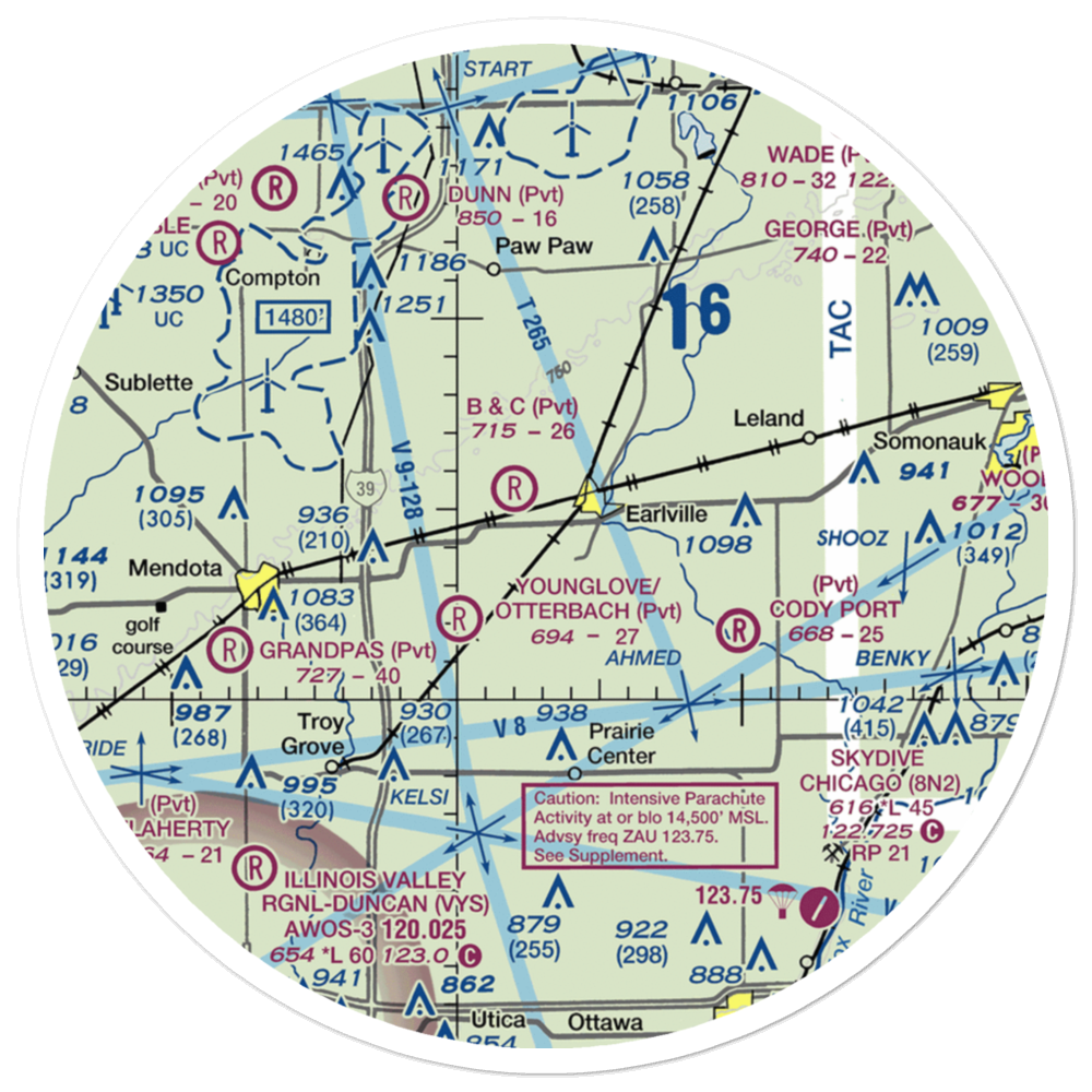 Earlville Airport (C94) VFR Sectional Sticker (30 mile) 