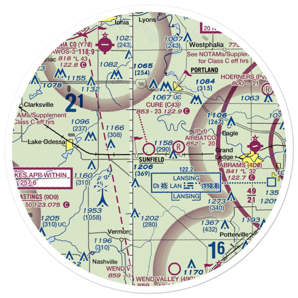Hiram Cure Airport (C43) VFR Sectional Sticker (30 mile) 