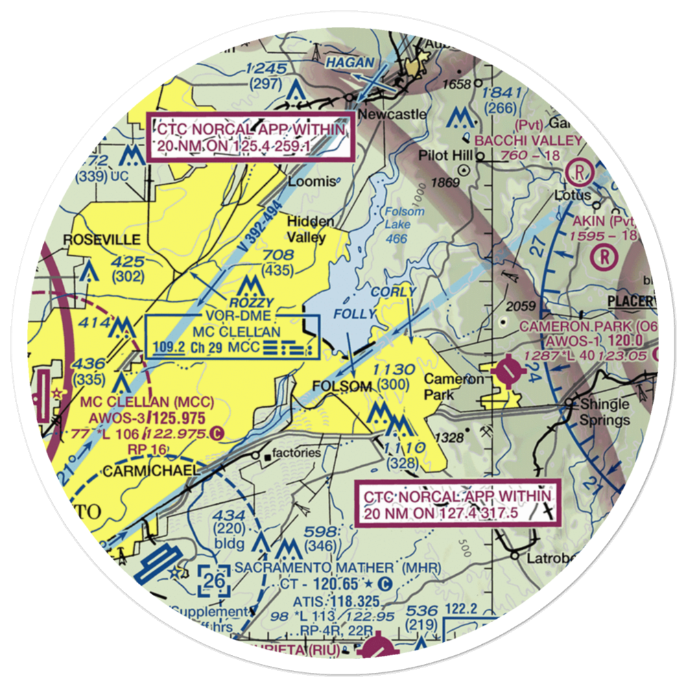Folsom Lake Seaplane Base (C39) VFR Sectional Sticker (30 mile) 