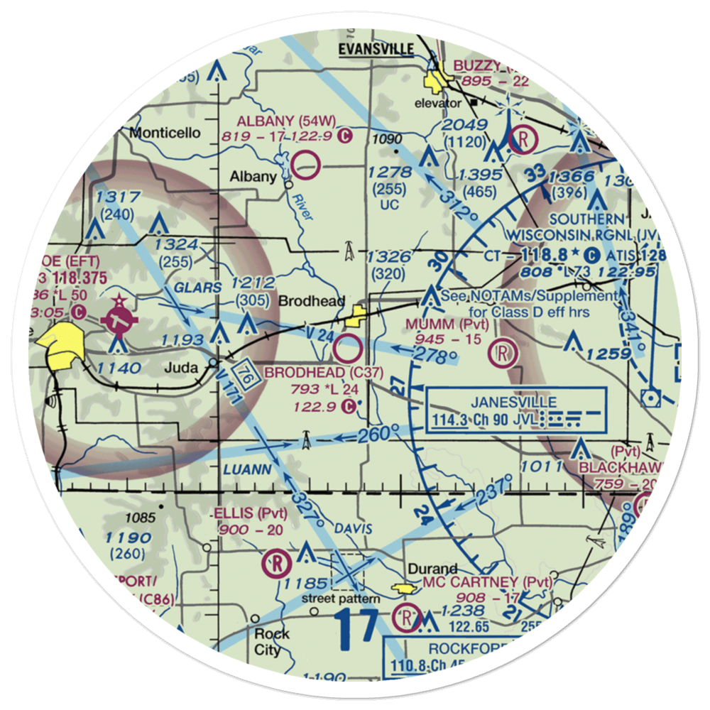 Brodhead Airport (C37) VFR Sectional Sticker (30 mile) 