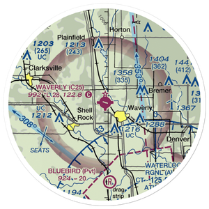 Waverly Municipal Airport (C25) VFR Sectional Sticker (20 mile)