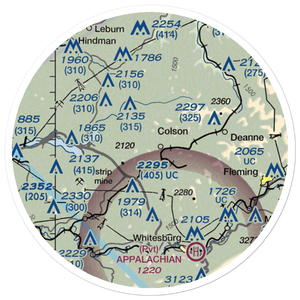 Whitesburg Municipal Airport (BRG) VFR Sectional Sticker (20 mile)