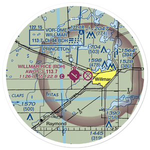 Willmar Municipal -John L Rice Field (BDH) VFR Sectional Sticker (20 mile)