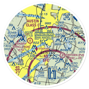 Austin Robert Mueller Municipal (AUS) VFR Sectional Sticker (20 mile)