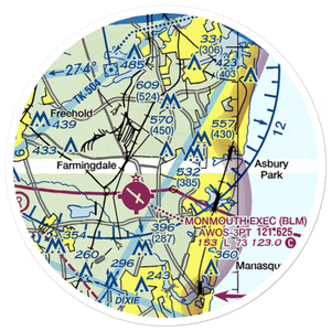Asbury Park Neptune Air Terminal (ARX) VFR Sectional Sticker (20 mile)
