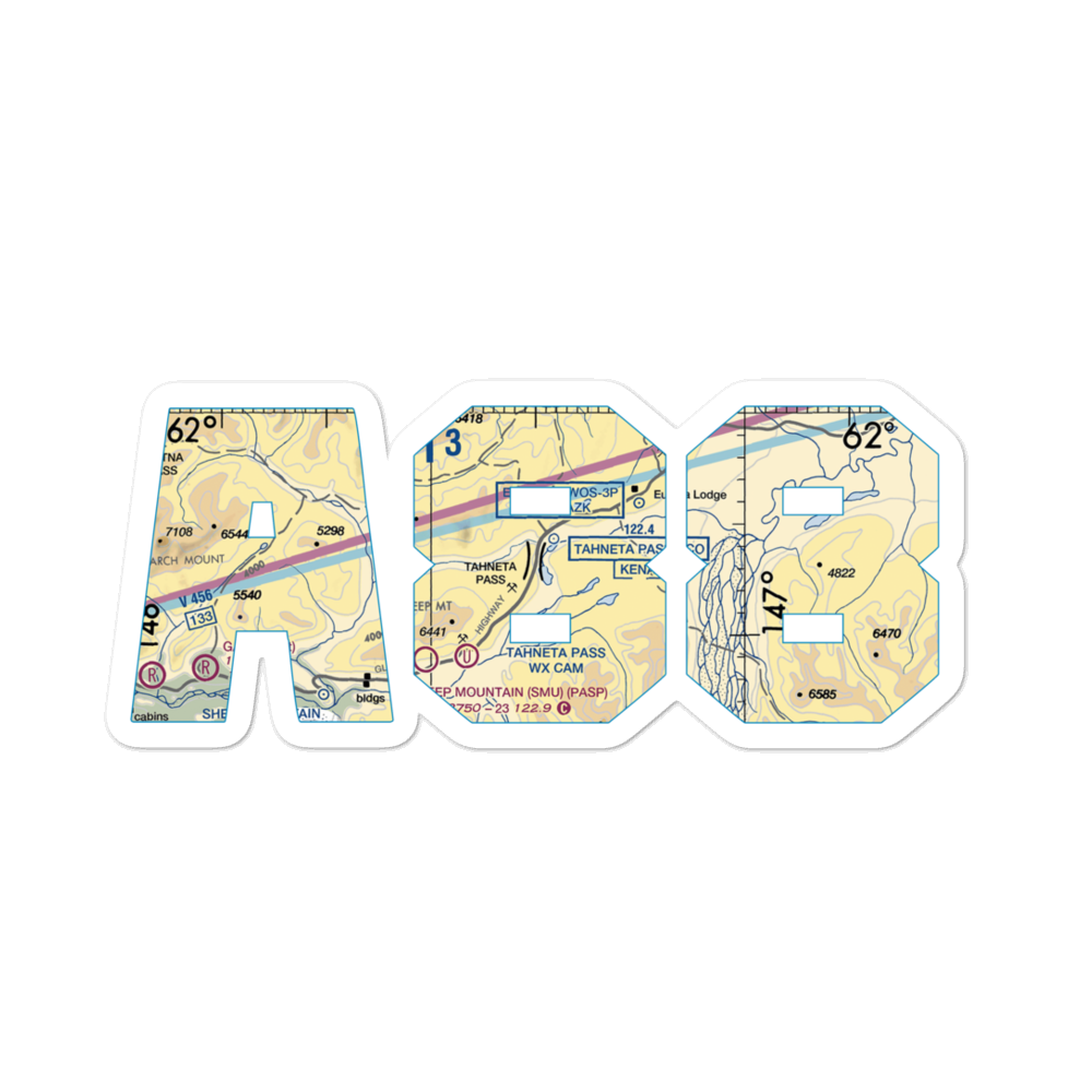 Gunsight Mountain Airport (A88) VFR Sectional Sticker 