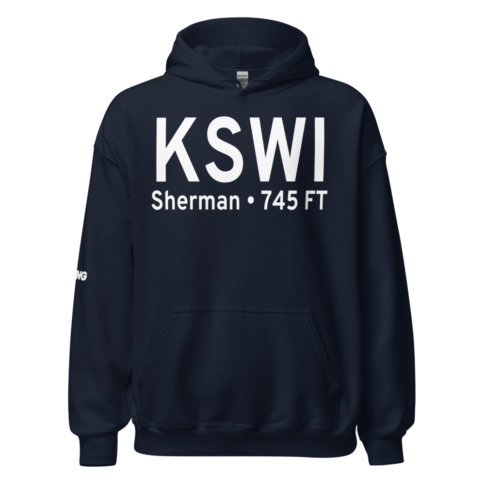 Sherman Municipal Airport (KSWI) ICAO Hoodie Sweatshirt 