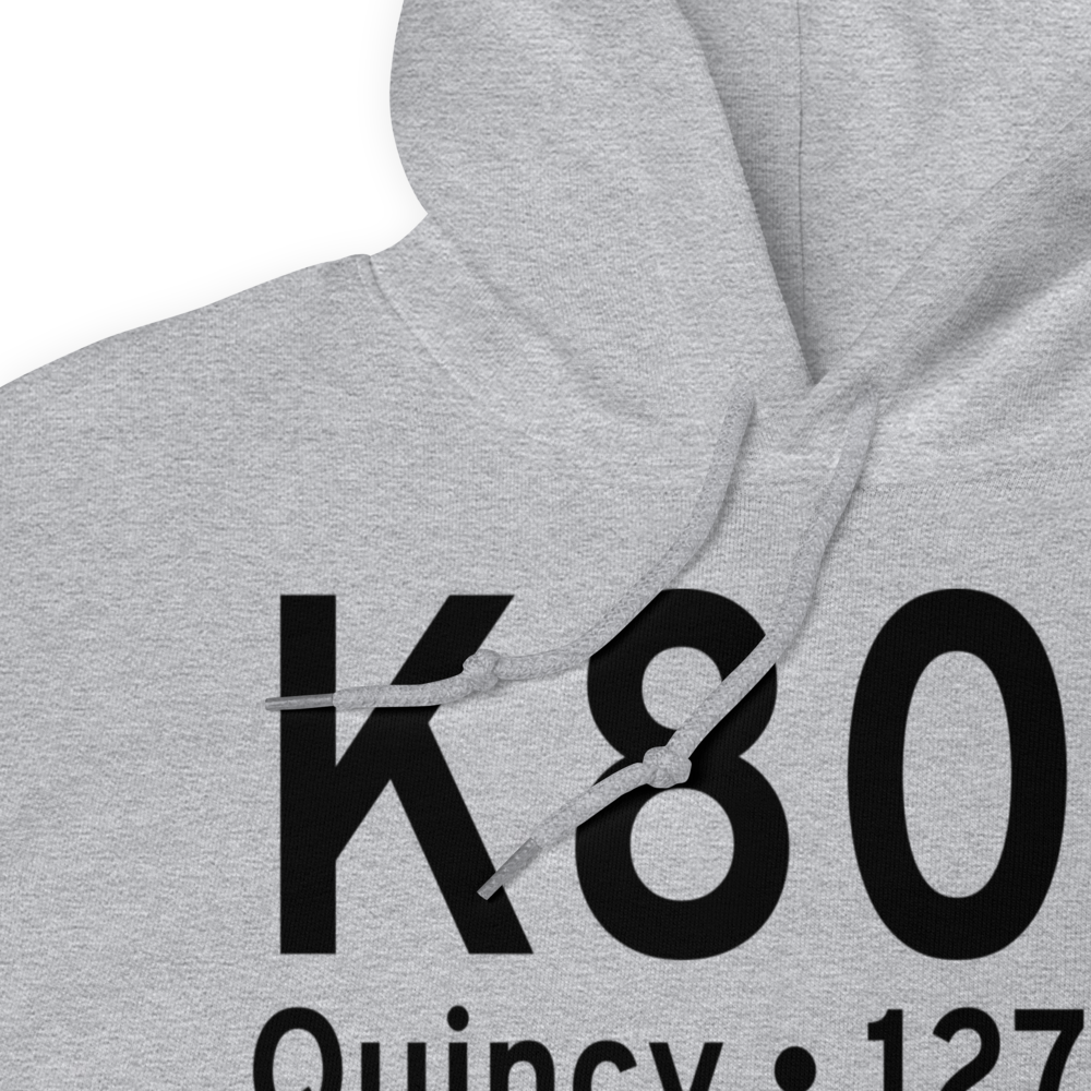 Quincy Municipal Airport (K80T) ICAO Hoodie Sweatshirt 