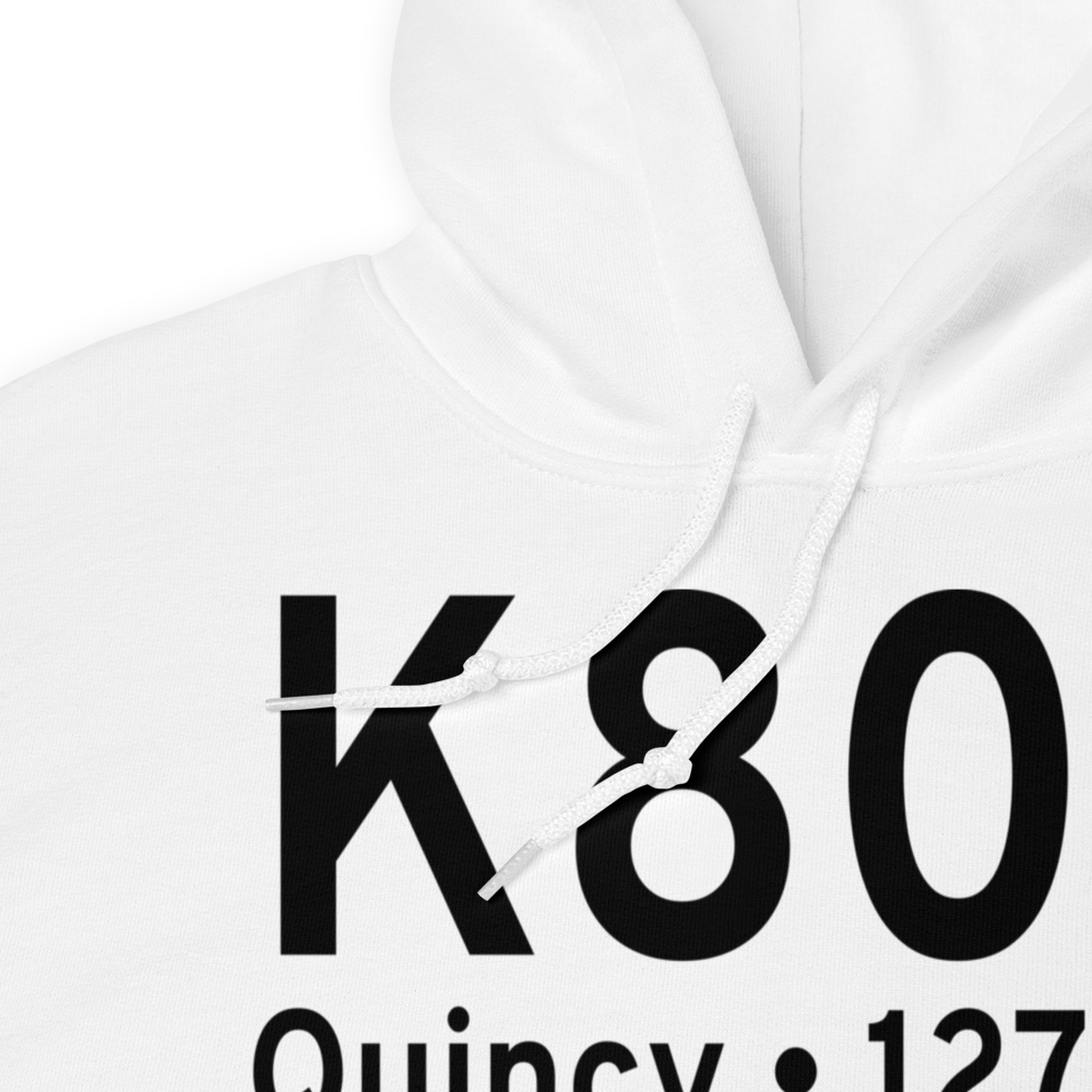 Quincy Municipal Airport (K80T) ICAO Hoodie Sweatshirt 