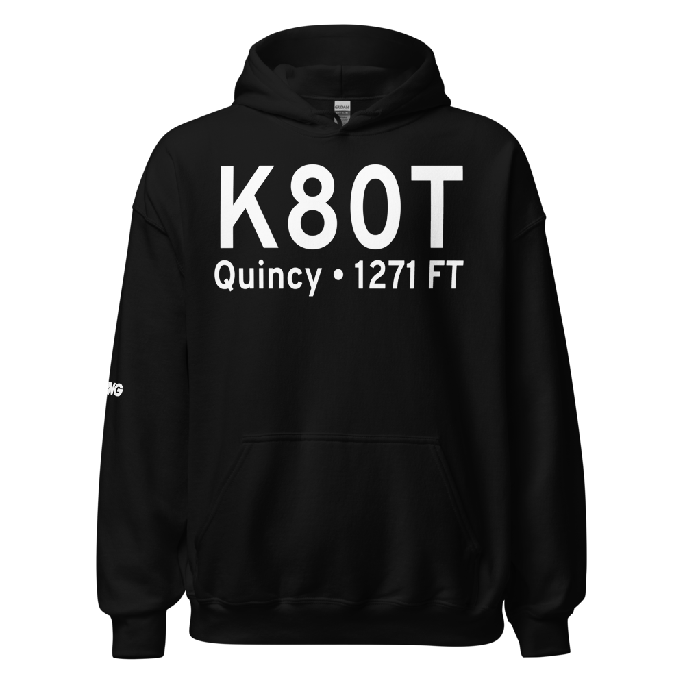 Quincy Municipal Airport (K80T) ICAO Hoodie Sweatshirt 
