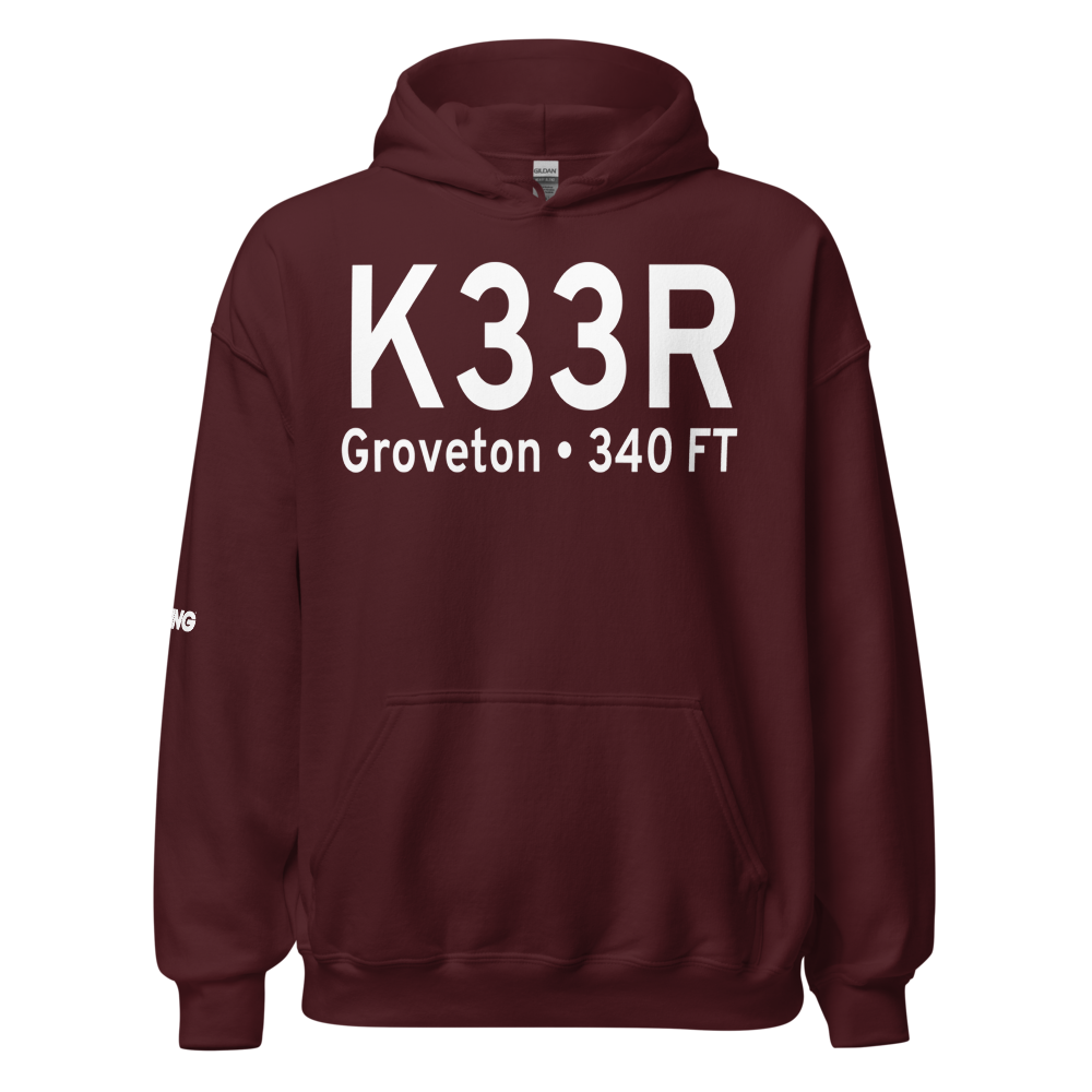 Groveton Trinity County Airport (K33R) ICAO Hoodie Sweatshirt 