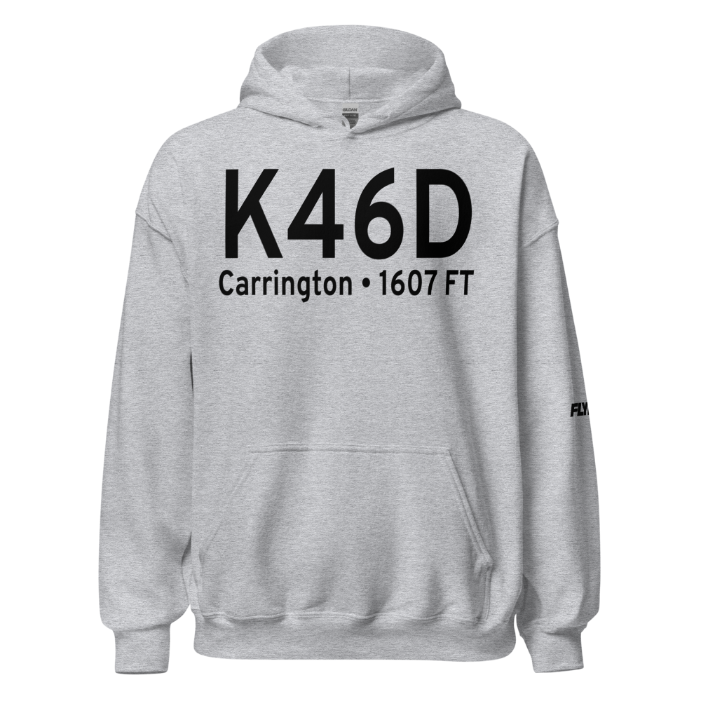 Carrington Municipal Airport (K46D) ICAO Hoodie Sweatshirt 
