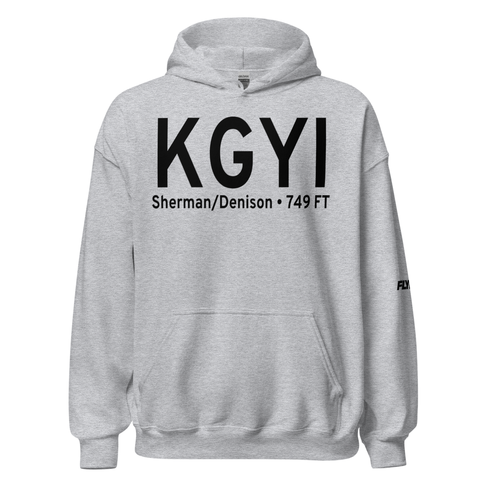 North Texas Regional Airport/Perrin Field (KGYI) ICAO Hoodie Sweatshirt 
