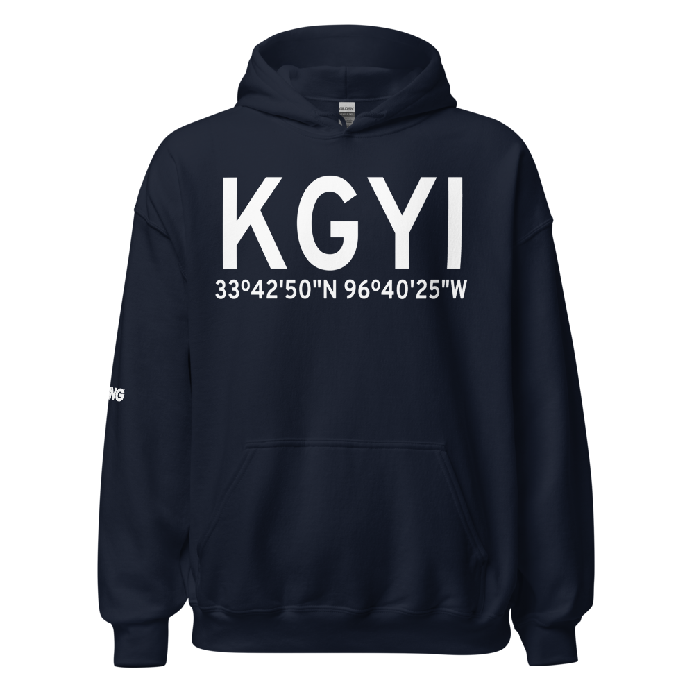 North Texas Regional Airport/Perrin Field (KGYI) ICAO Hoodie Sweatshirt 