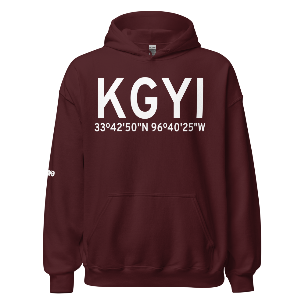 North Texas Regional Airport/Perrin Field (KGYI) ICAO Hoodie Sweatshirt 