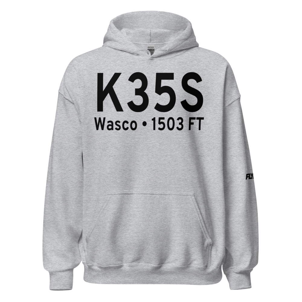 Wasco State Airport (K35S) ICAO Hoodie Sweatshirt 