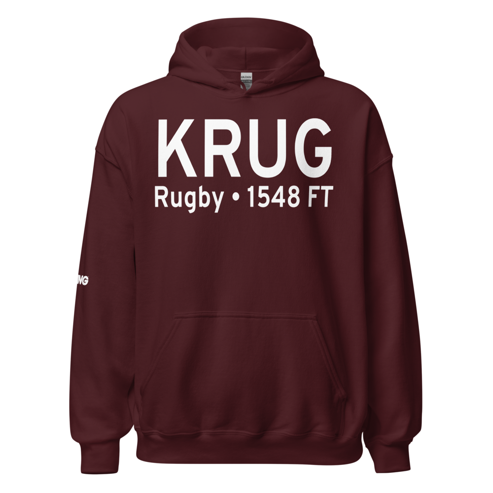 Rugby Municipal Airport (KRUG) ICAO Hoodie Sweatshirt 