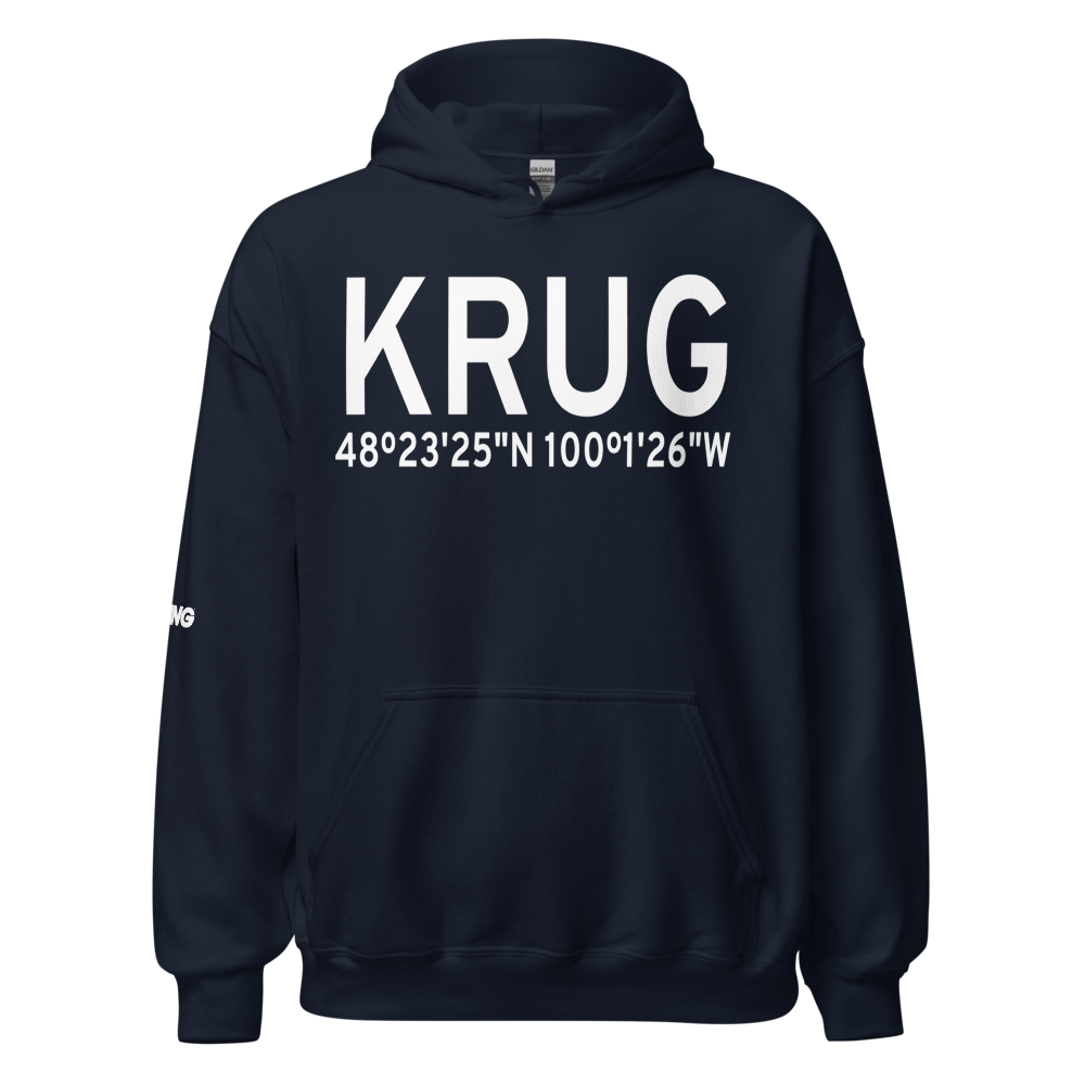 Rugby Municipal Airport (KRUG) ICAO Hoodie Sweatshirt 