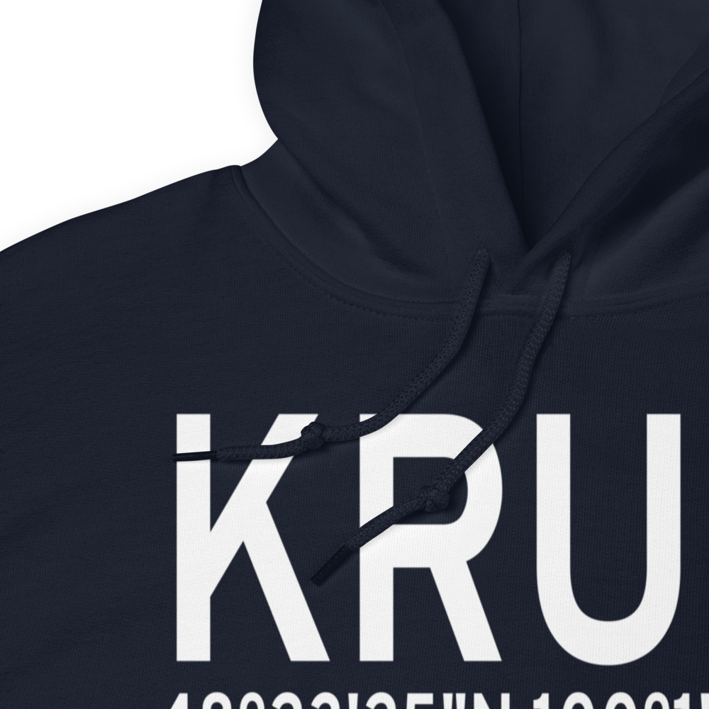 Rugby Municipal Airport (KRUG) ICAO Hoodie Sweatshirt 