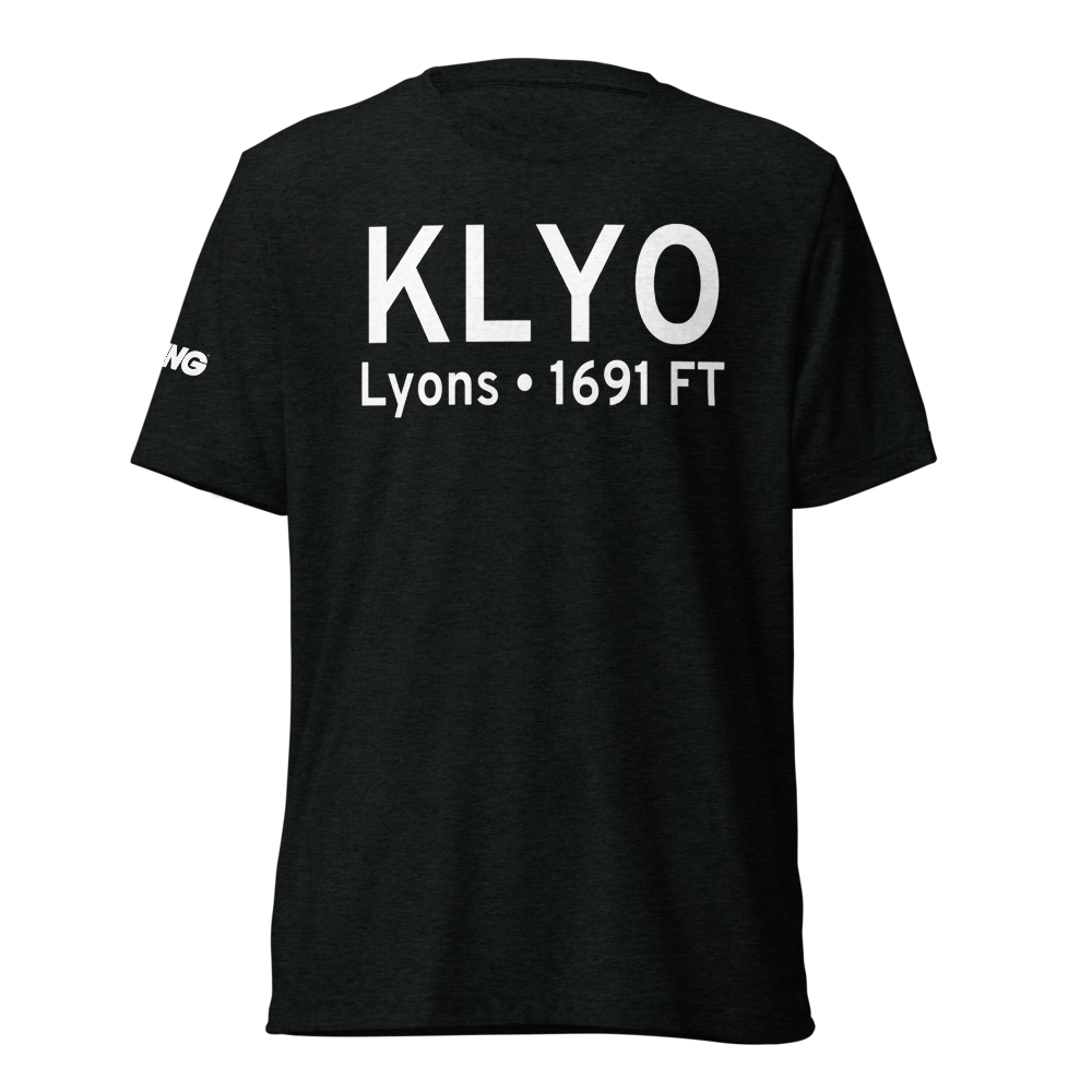 Lyons-Rice County Municipal Airport (KLYO) ICAO Tri-blend T-Shirt 