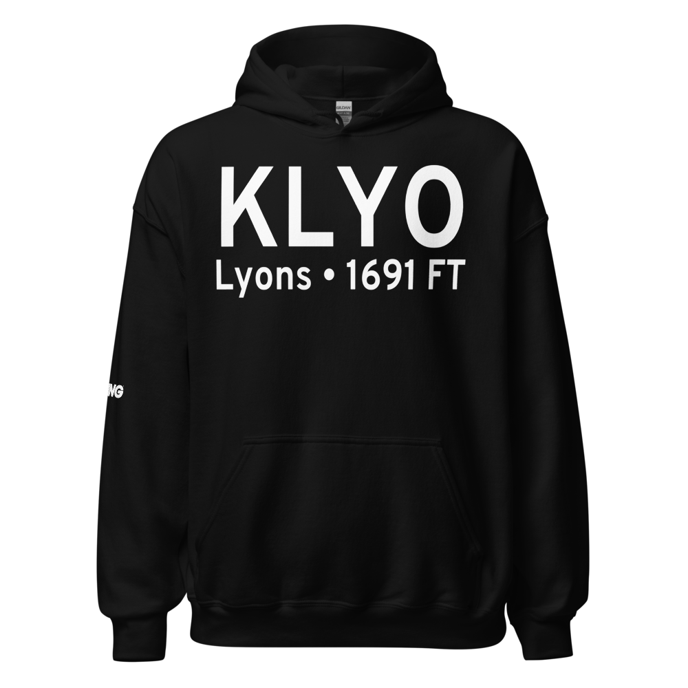 Lyons-Rice County Municipal Airport (KLYO) ICAO Hoodie Sweatshirt 
