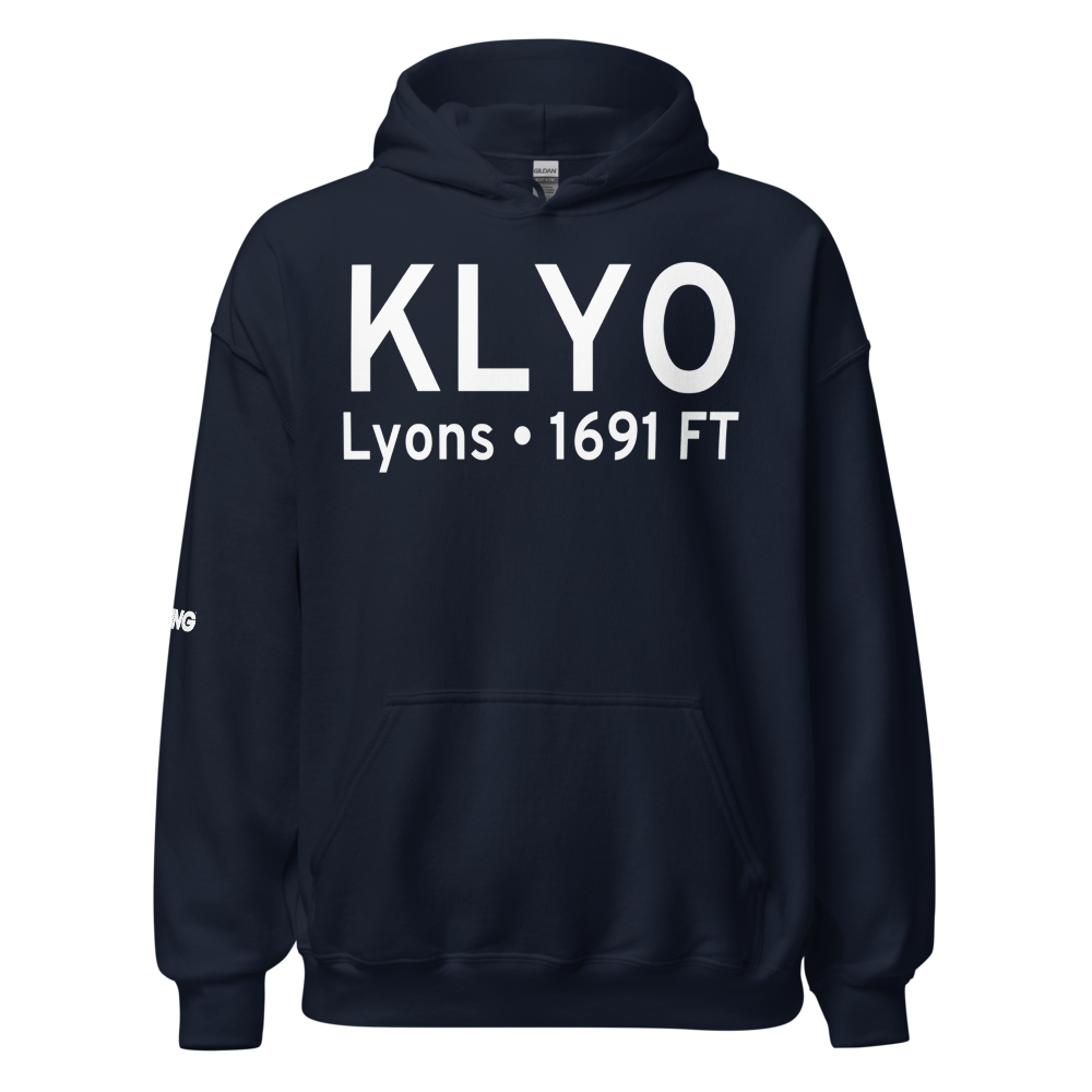 Lyons-Rice County Municipal Airport (KLYO) ICAO Hoodie Sweatshirt 