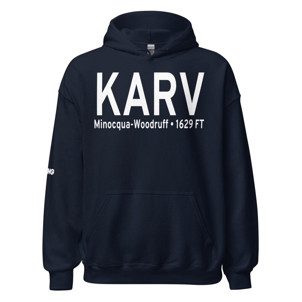 Lakeland-Noble F. Lee Memorial field (KARV) ICAO Hoodie Sweatshirt 