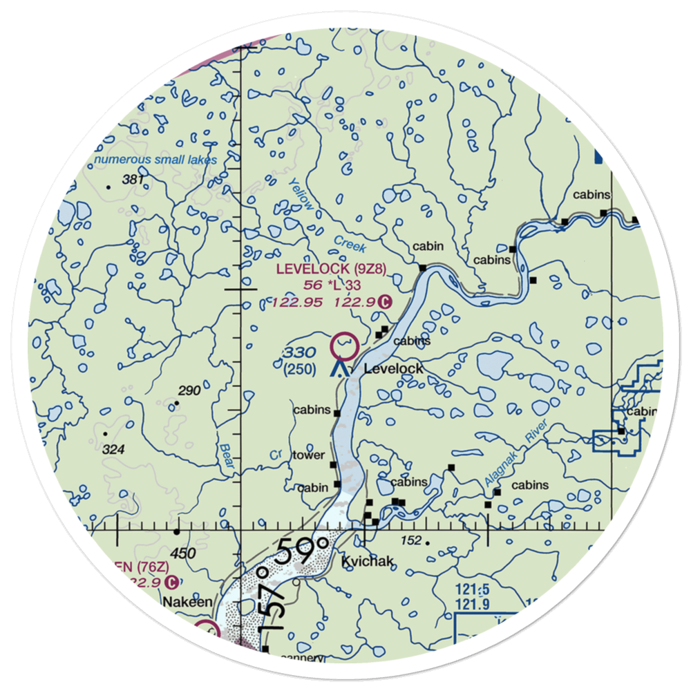 Levelock Airport (9Z8) VFR Sectional Sticker (30 mile) 