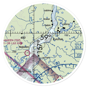 Kvichak /Diamond J/ Airport (9Z7) VFR Sectional Sticker (20 mile)