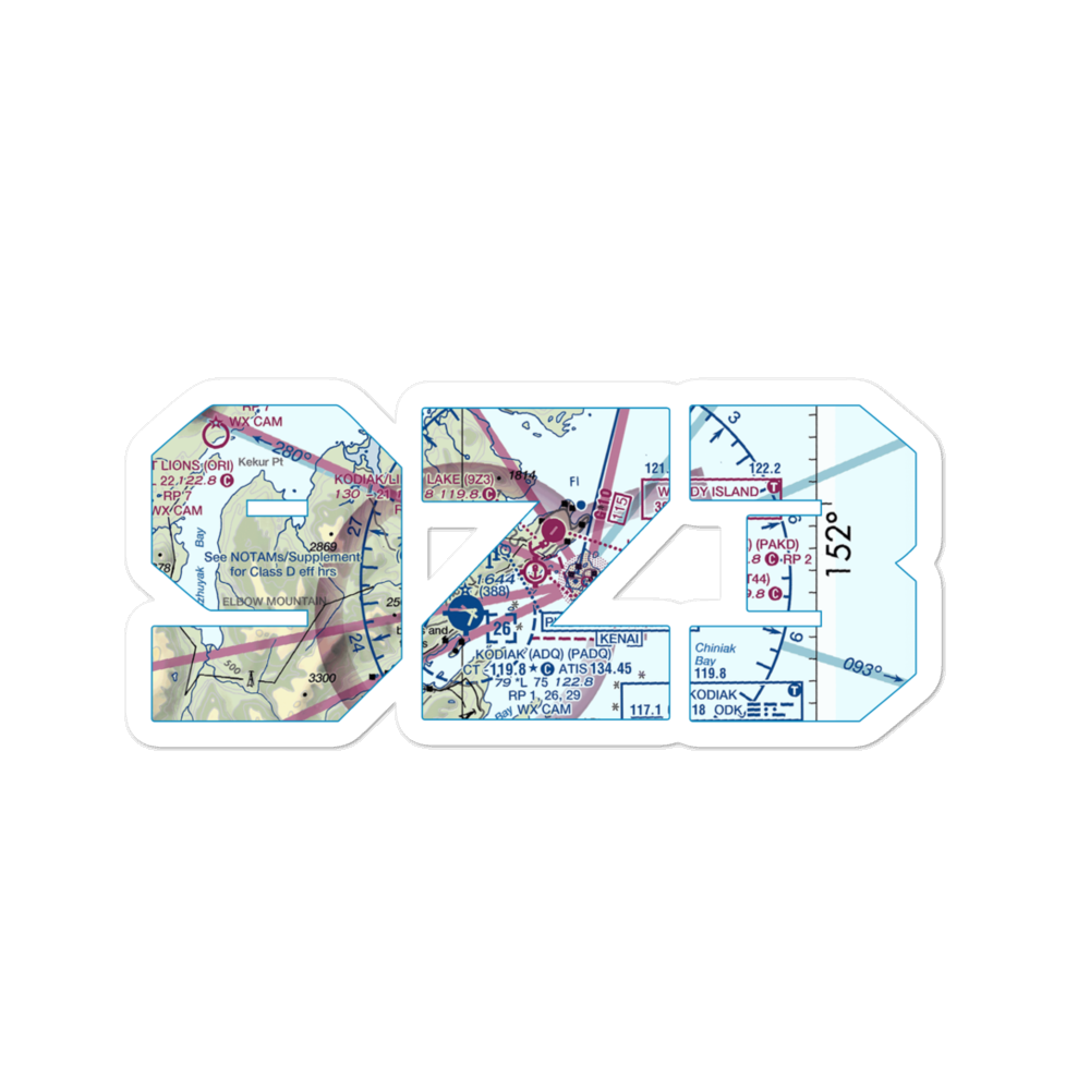 Kodiak /Lilly Lake/ Seaplane Base (9Z3) VFR Sectional Sticker 