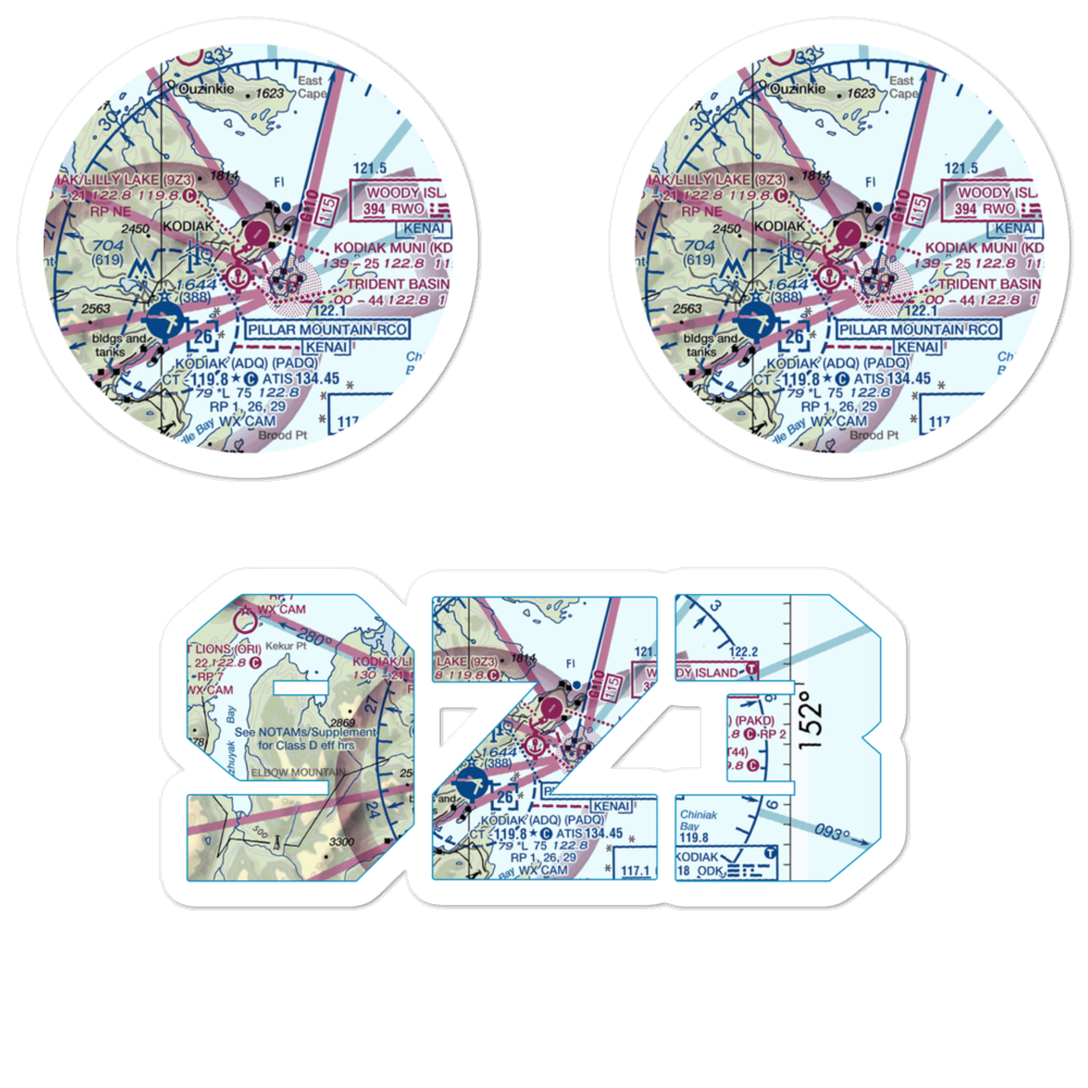 Kodiak /Lilly Lake/ Seaplane Base (9Z3) VFR Sectional Sticker Pack 