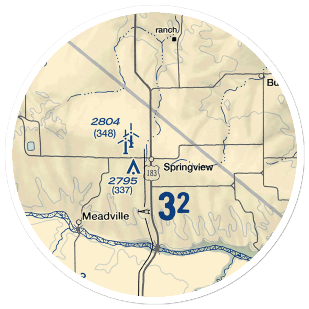 Springview Municipal Airport (9V1) VFR Sectional Sticker (20 mile) 
