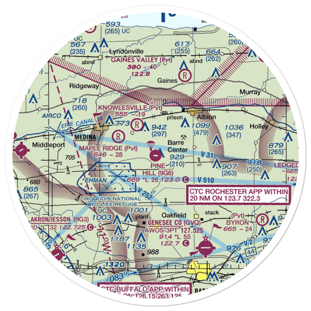 Pine Hill Airport (9G6) VFR Sectional Sticker (30 mile) 