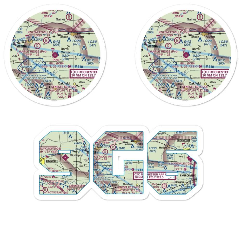 Pine Hill Airport (9G6) VFR Sectional Sticker Pack 