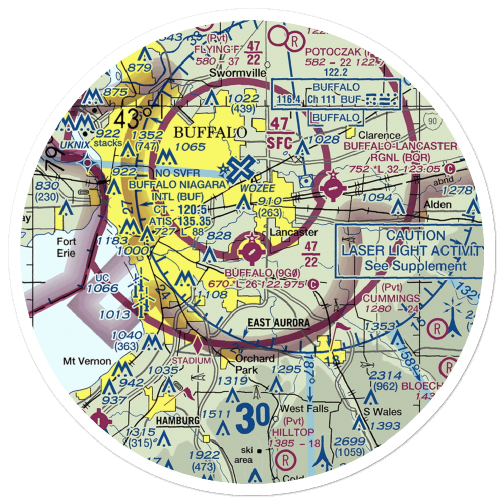 Buffalo Airfield (9G0) VFR Sectional Sticker (30 mile) 