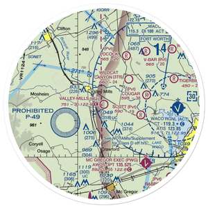 Valley Mills Municipal Airport (9F1) VFR Sectional Sticker (30 mile)