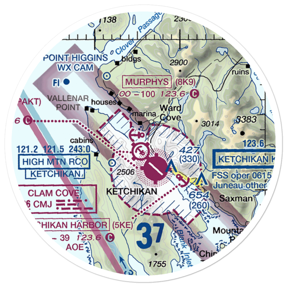 Peninsula Point Pullout Seaplane Base (9C0) VFR Sectional Sticker (20 mile) 