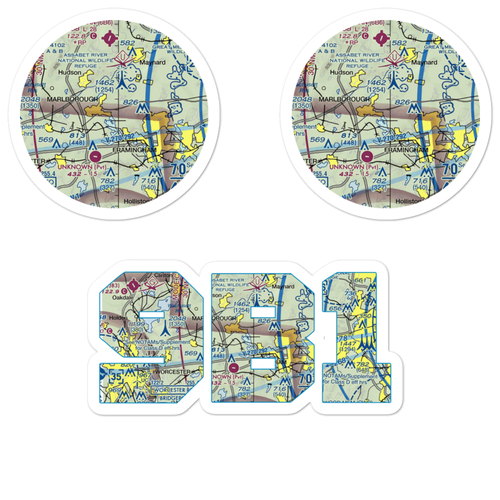 Marlboro Airport (9B1) VFR Sectional Sticker Pack 
