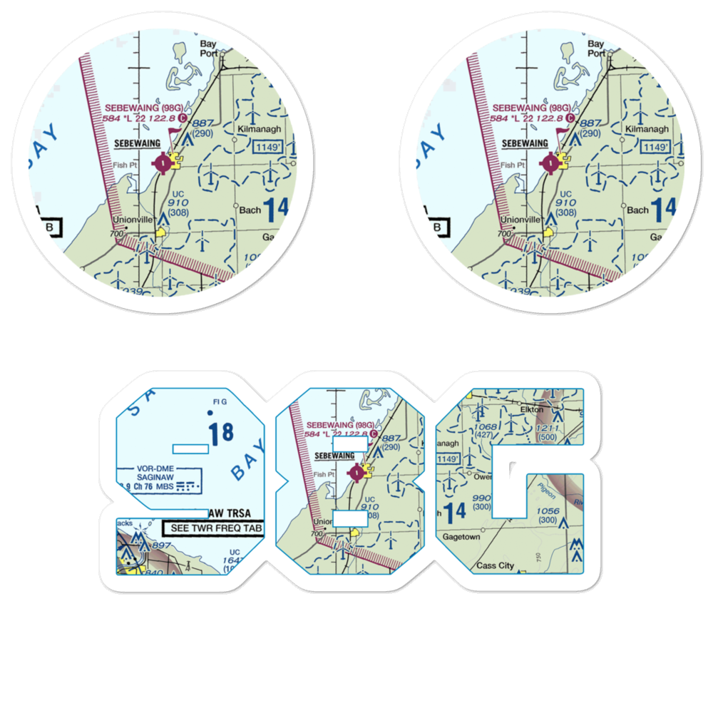 Sebewaing Township Airport (98G) VFR Sectional Sticker Pack 