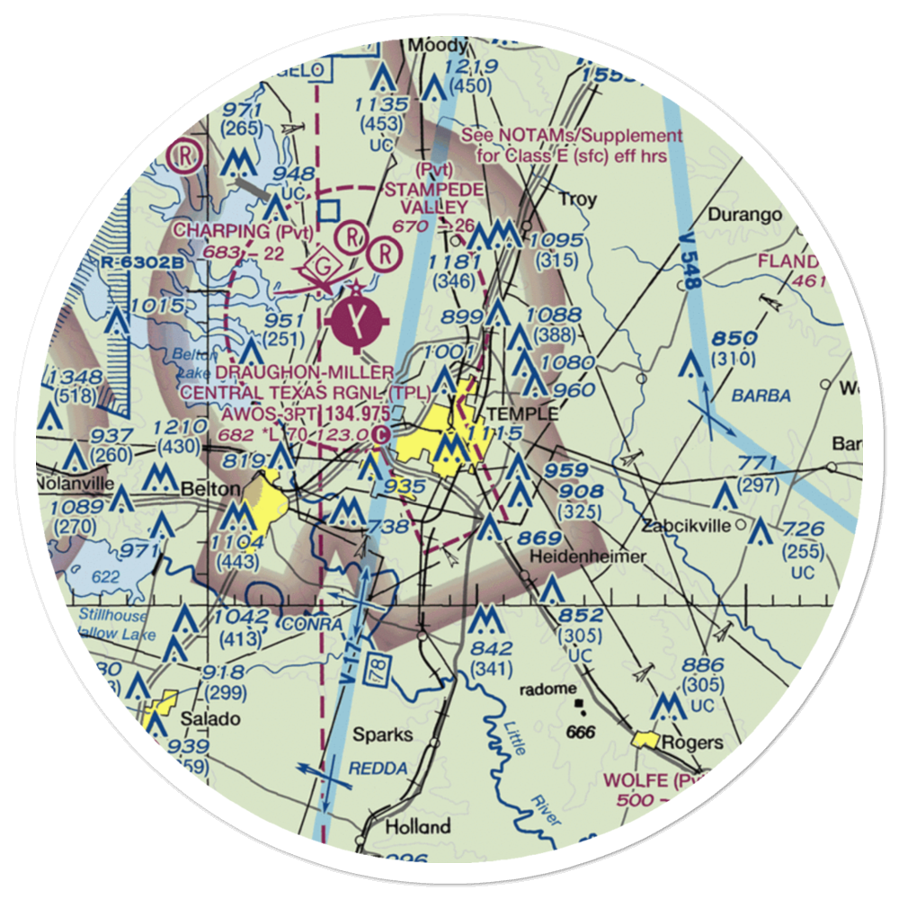 Vac Heliport (92R) VFR Sectional Sticker (30 mile) 