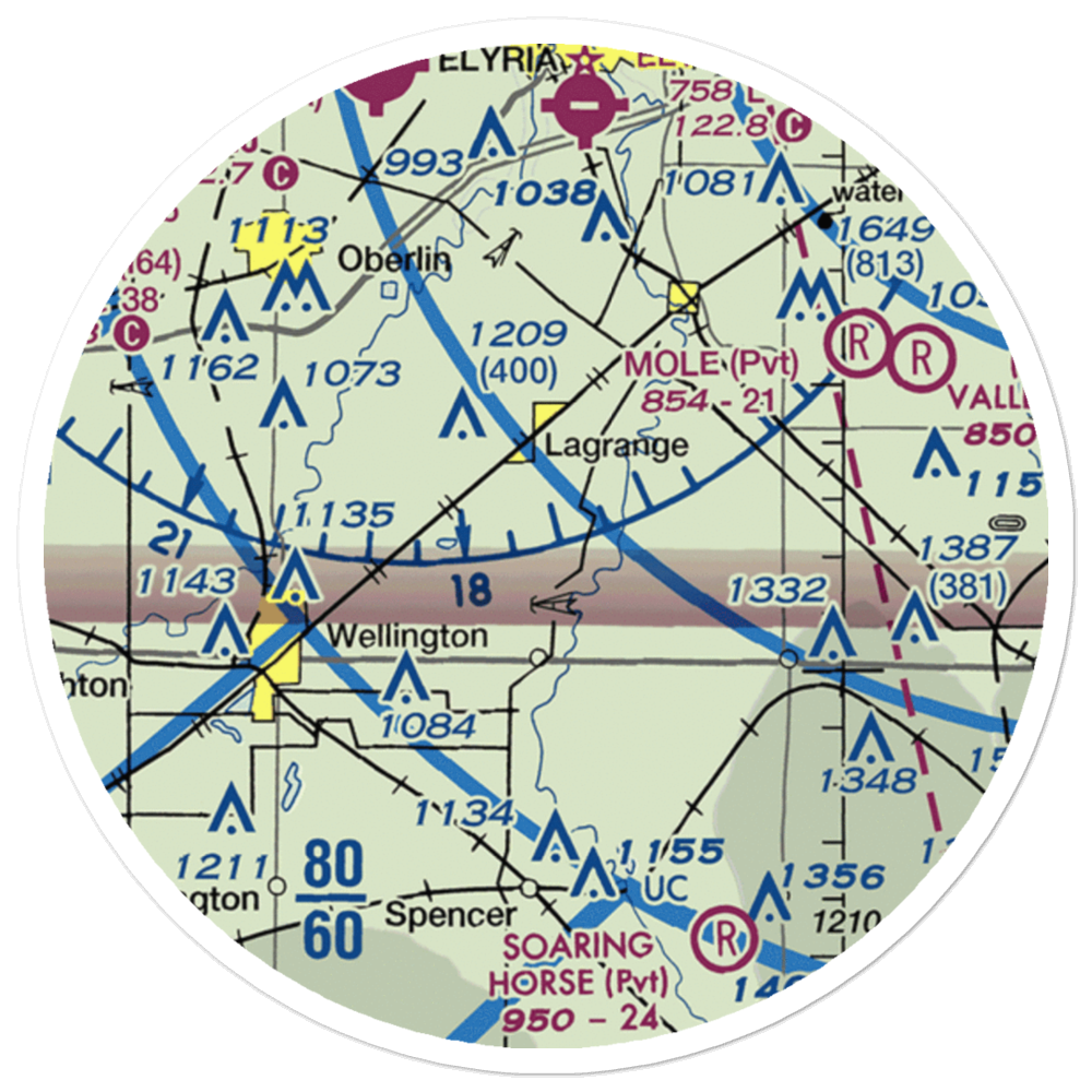 Lagrange Airport (92D) VFR Sectional Sticker (20 mile) 