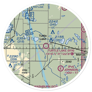 Turtle Lake Municipal Airport (91N) VFR Sectional Sticker (20 mile)