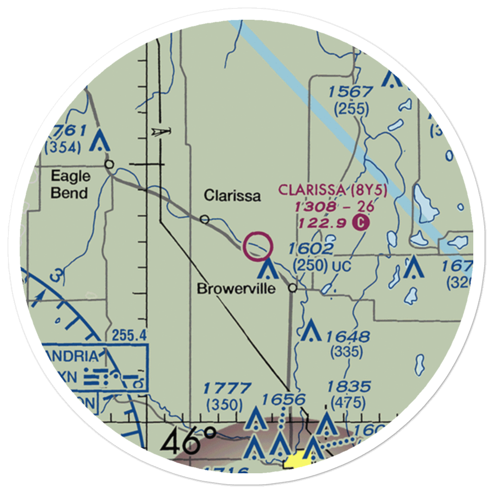 Clarissa Municipal Airport (8Y5) VFR Sectional Sticker (20 mile) 