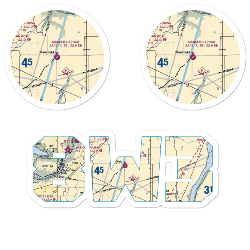 Mansfield Airport (8W3) VFR Sectional Sticker Pack 