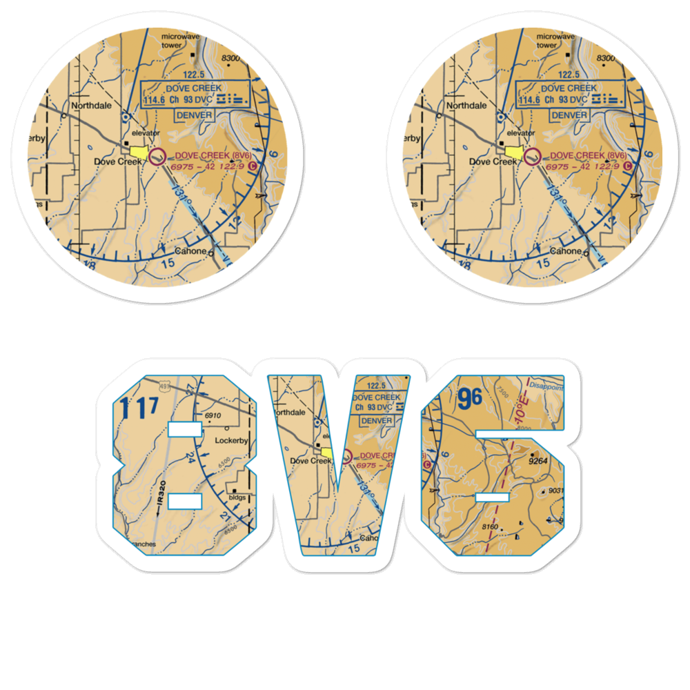 Dove Creek Airport (8V6) VFR Sectional Sticker Pack 